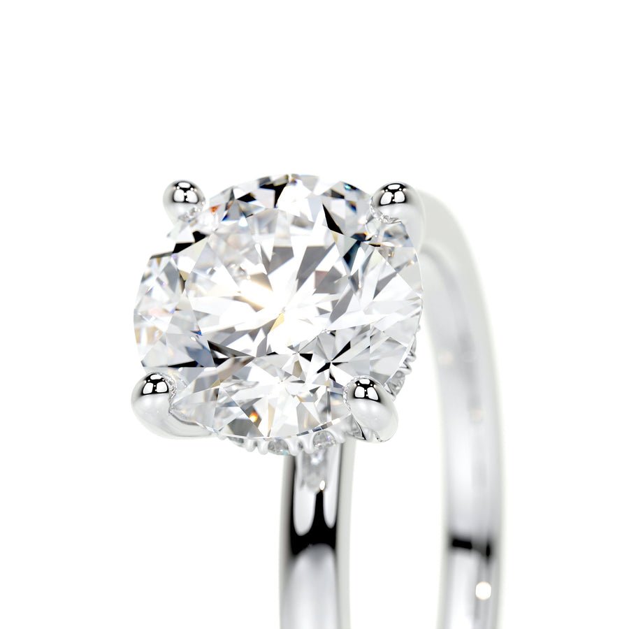 2.0 CT Round Hidden Halo CVD D/VS1 Diamond Engagement Ring - Barbara Maison 