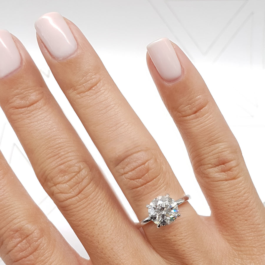 2.0 CT Round Hidden Halo CVD D/VS1 Diamond Engagement Ring - Barbara Maison 