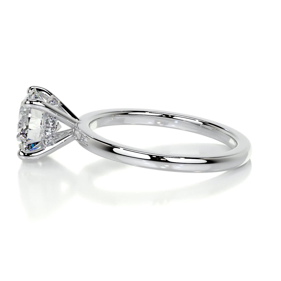 2.0 CT Round Hidden Halo CVD D/VS1 Diamond Engagement Ring - Barbara Maison 