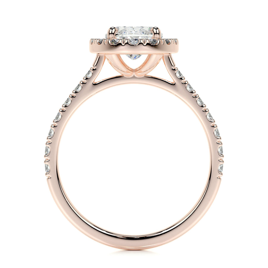 1.0 CT Oval Halo CVD F/VS2 Diamond Engagement Ring - Barbara Maison 