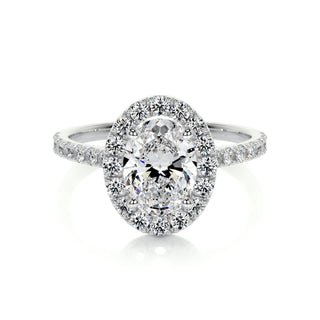 1.0 CT Oval Halo CVD F/VS2 Diamond Engagement Ring - Barbara Maison 