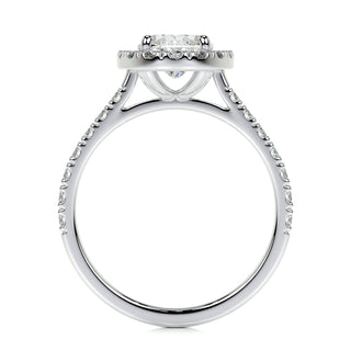 1.0 CT Oval Halo CVD F/VS2 Diamond Engagement Ring - Barbara Maison 