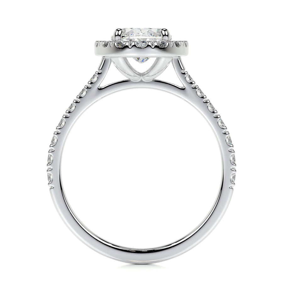 1.0 CT Oval Halo CVD F/VS2 Diamond Engagement Ring - Barbara Maison 
