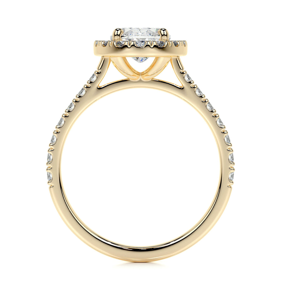 1.0 CT Oval Halo CVD F/VS2 Diamond Engagement Ring - Barbara Maison 