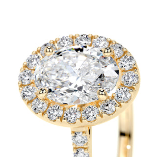 1.0 CT Oval Halo CVD F/VS2 Diamond Engagement Ring - Barbara Maison 