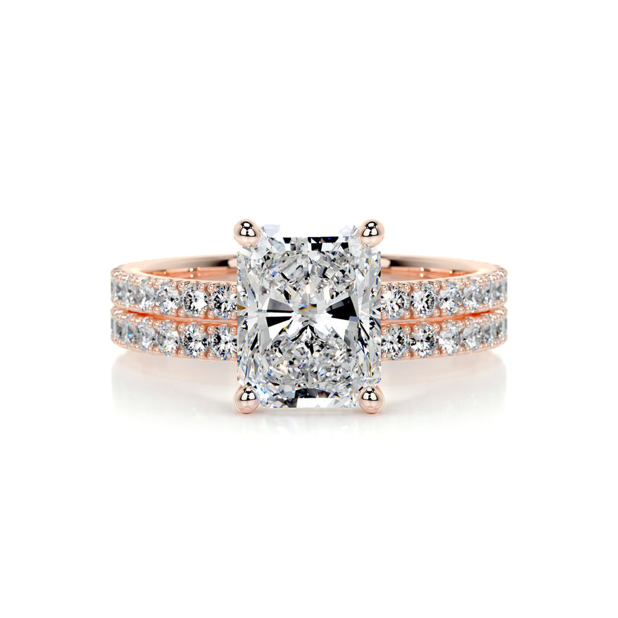 1.50 CT Radiant Solitaire CVD F/VS Diamond Bridal Ring Set - Barbara Maison 