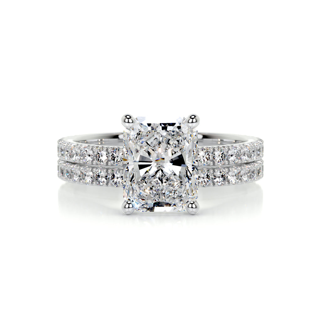 1.50 CT Radiant Solitaire CVD F/VS Diamond Bridal Ring Set - Barbara Maison 