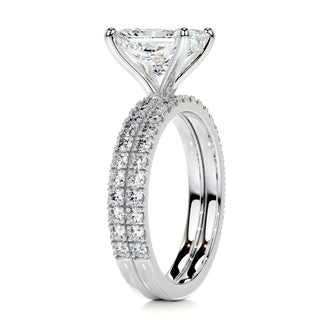 1.50 CT Radiant Solitaire & Pave F-VS Loose Diamond Bridal Set - Barbara Maison 