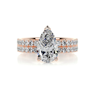 2.0 CT Pear Solitaire & Pave F-VS Loose Diamond Bridal Set - Barbara Maison 