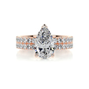 2.0 CT Pear Solitaire CVD F/VS Diamond Bridal Set - Barbara Maison 