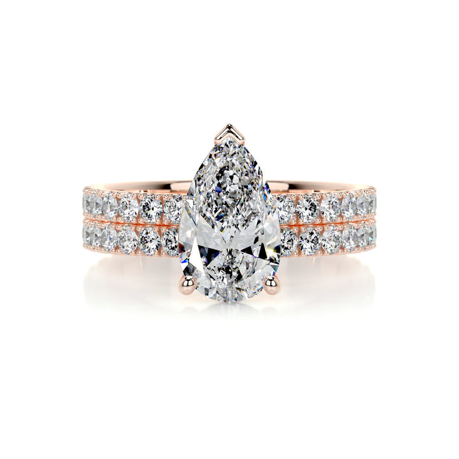 2.0 CT Pear Solitaire CVD F/VS Diamond Bridal Set - Barbara Maison 