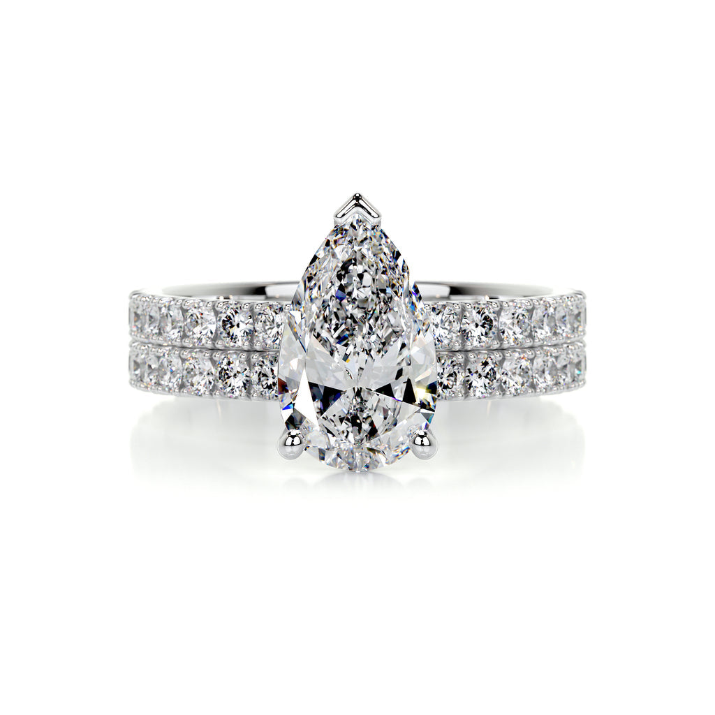 2.0 CT Pear Solitaire CVD F/VS Diamond Bridal Set - Barbara Maison 