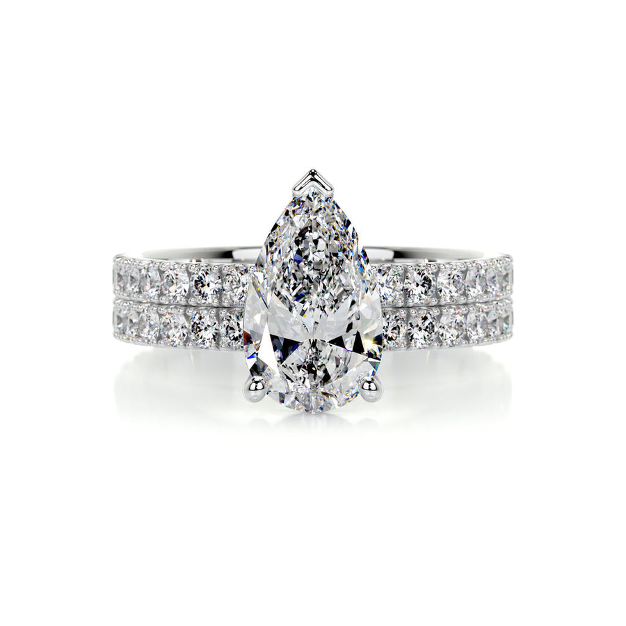 2.0 CT Pear Solitaire CVD F/VS Diamond Bridal Set - Barbara Maison 