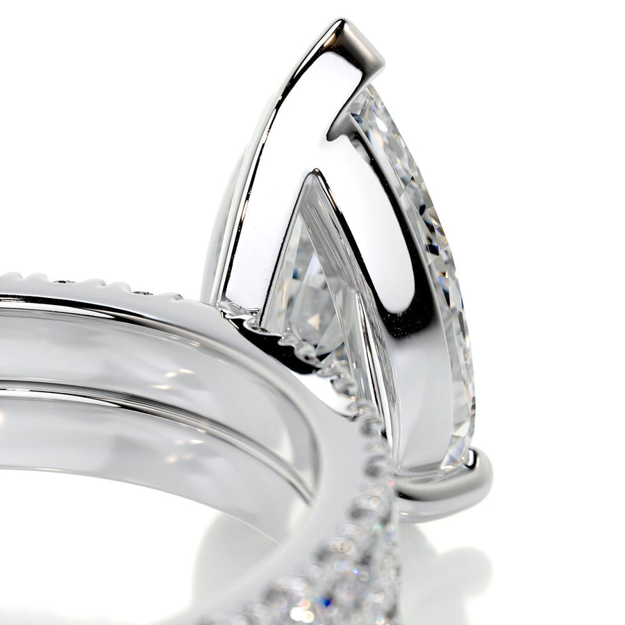 2.0 CT Pear Solitaire CVD F/VS Diamond Bridal Set - Barbara Maison 
