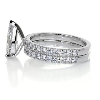 2.0 CT Pear Solitaire & Pave F-VS Loose Diamond Bridal Set - Barbara Maison 