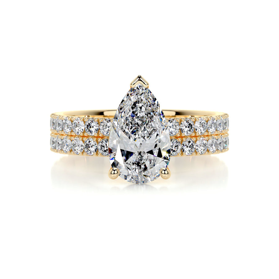 2.0 CT Pear Solitaire CVD F/VS Diamond Bridal Set - Barbara Maison 