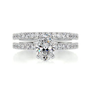 1.0 CT Oval Solitaire CVD F/VS Diamond Bridal Ring Set - Barbara Maison 