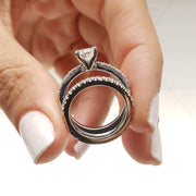 1.0 CT Oval Solitaire CVD F/VS Diamond Bridal Ring Set - Barbara Maison 