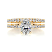 1.0 CT Oval Solitaire CVD F/VS Diamond Bridal Ring Set - Barbara Maison 