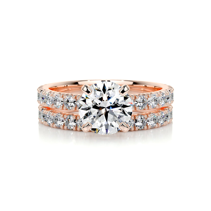 1.50 CT Round Solitaire CVD F/VS Diamond Bridal Ring Set - Barbara Maison 