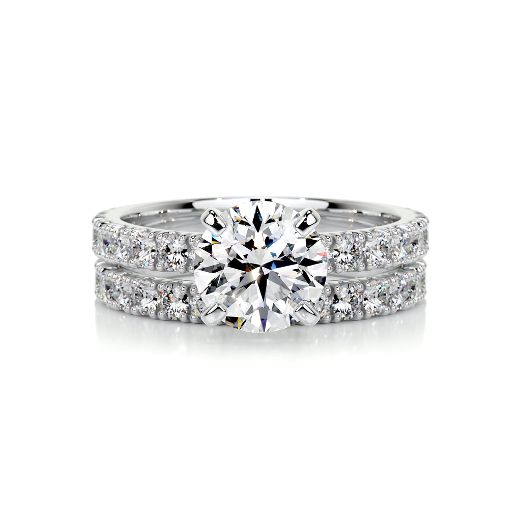 1.50 CT Round Solitaire CVD F/VS Diamond Bridal Ring Set - Barbara Maison 