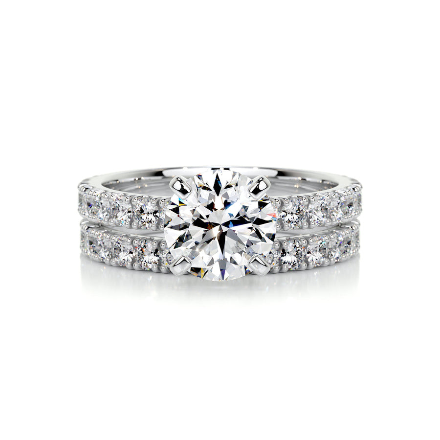 1.50 CT Round Solitaire CVD F/VS Diamond Bridal Ring Set - Barbara Maison 