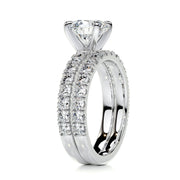 1.50 CT Round Solitaire CVD F/VS Diamond Bridal Ring Set - Barbara Maison 