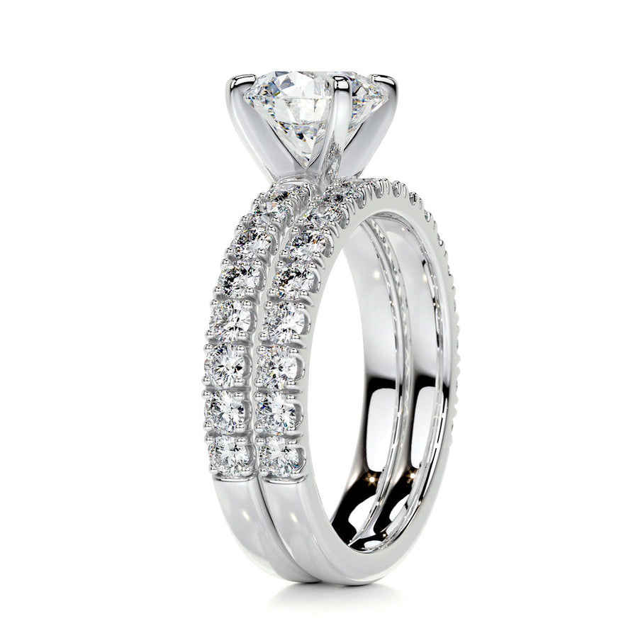 1.50 CT Round Solitaire CVD F/VS Diamond Bridal Ring Set - Barbara Maison 