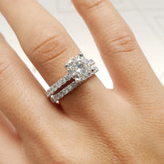 1.50 CT Round Solitaire CVD F/VS Diamond Bridal Ring Set - Barbara Maison 