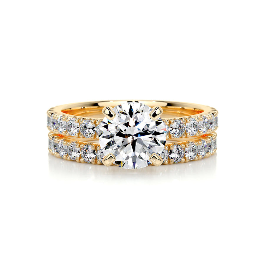 1.50 CT Round Solitaire CVD F/VS Diamond Bridal Ring Set - Barbara Maison 