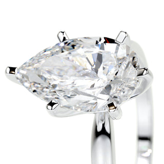 1.0 CT Pear Solitaire CVD F/VS2 Diamond Engagement Ring - Barbara Maison 