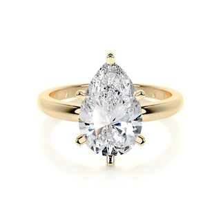 1.0 CT Pear Solitaire CVD F/VS2 Diamond Engagement Ring - Barbara Maison 