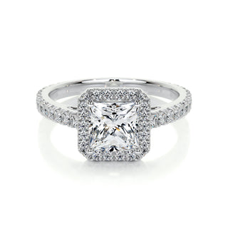 1.20 CT Princess Halo CVD E/VS2 Diamond Engagement Ring - Barbara Maison 