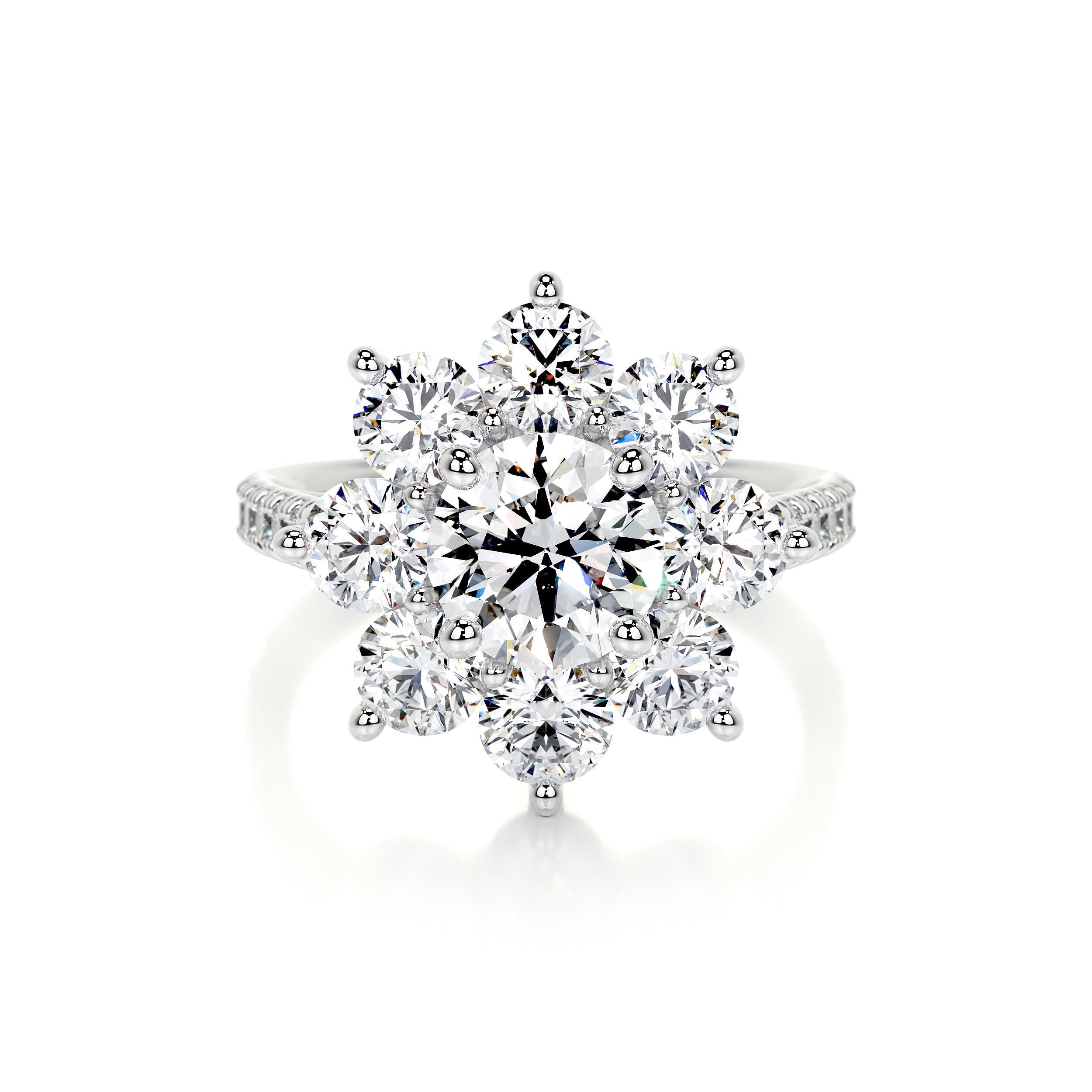 0.80 CT Round Floral Halo CVD H/SI1 Diamond Engagement Ring - Barbara Maison 