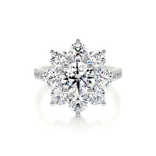 0.80 CT Round Floral Halo CVD H/SI1 Diamond Engagement Ring - Barbara Maison 