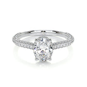 1.20 CT Oval Triple Pave CVD H/SI1 Diamond Engagement Ring - Barbara Maison 