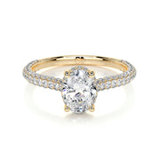 1.20 CT Oval Triple Pave CVD H/SI1 Diamond Engagement Ring - Barbara Maison 