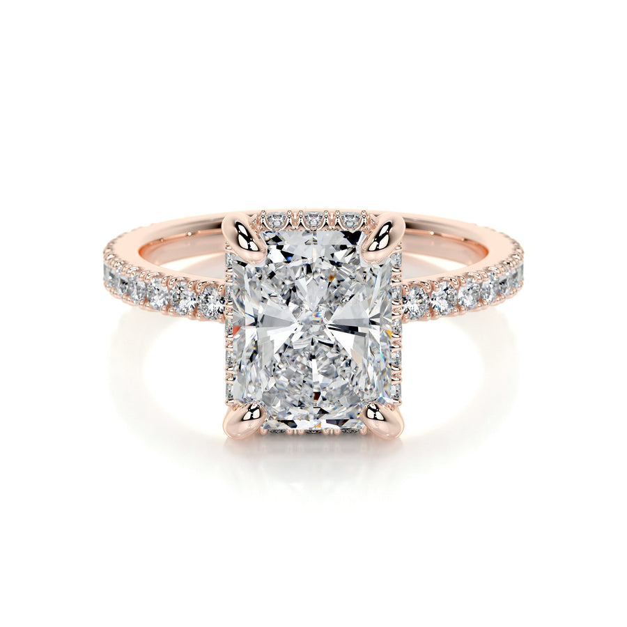2.0 CT Radiant Hidden Halo CVD E/VS2 Diamond Engagement Ring - Barbara Maison 