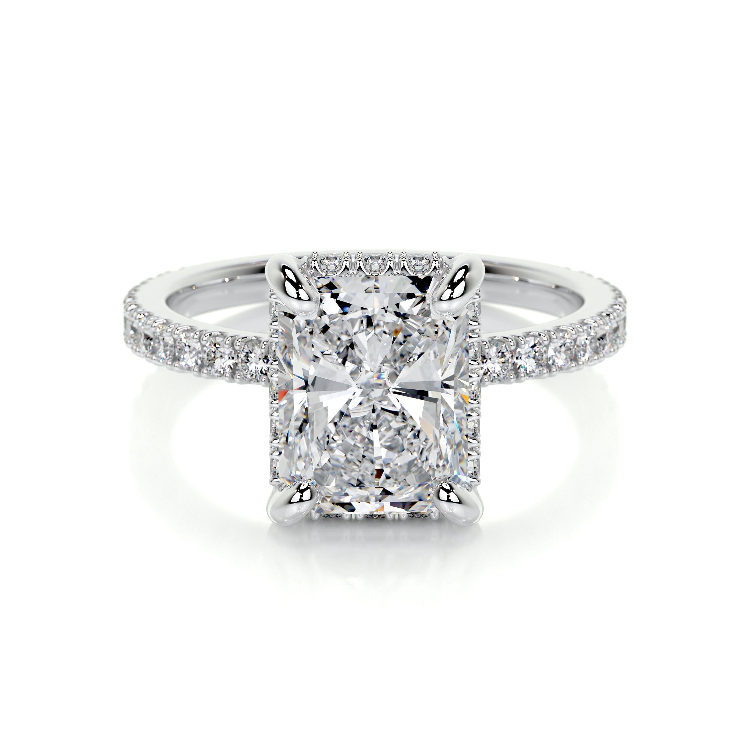 2.0 CT Radiant Hidden Halo CVD E/VS2 Diamond Engagement Ring - Barbara Maison 