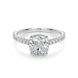 1.50 CT Cushion Hidden Halo CVD E/VS2 Diamond Engagement Ring - Barbara Maison 