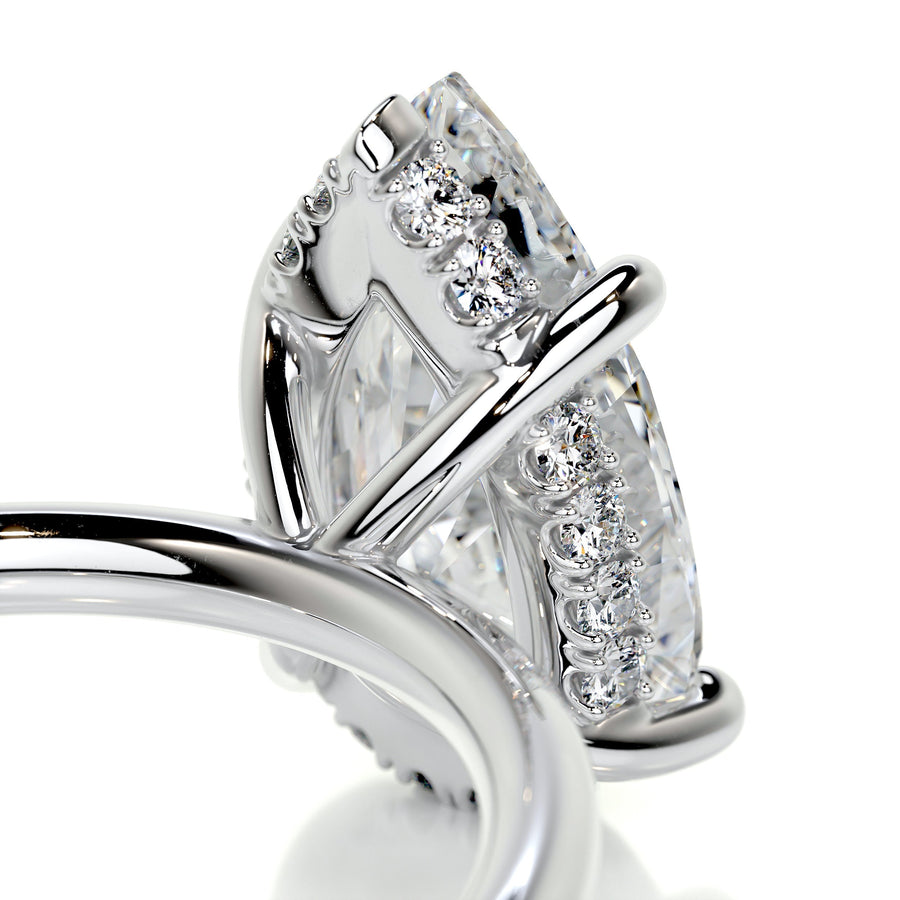 2.0 CT Pear Hidden Halo CVD E/VS2 Diamond Engagement Ring - Barbara Maison 