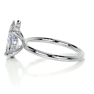 2.0 CT Pear Hidden Halo CVD E/VS2 Diamond Engagement Ring - Barbara Maison 