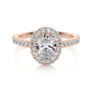 1.50 CT Oval Halo CVD F/VS2 Diamond Engagement Ring - Barbara Maison 