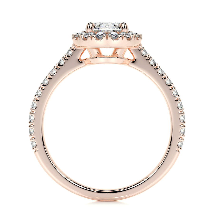 1.50 CT Oval Halo CVD F/VS2 Diamond Engagement Ring - Barbara Maison 