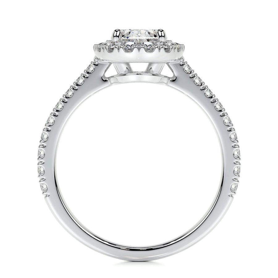 1.50 CT Oval Halo CVD F/VS2 Diamond Engagement Ring - Barbara Maison 