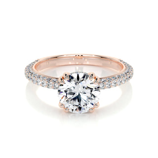 2.0 CT Round Hidden Halo CVD E/VS1 Diamond Engagement Ring - Barbara Maison 