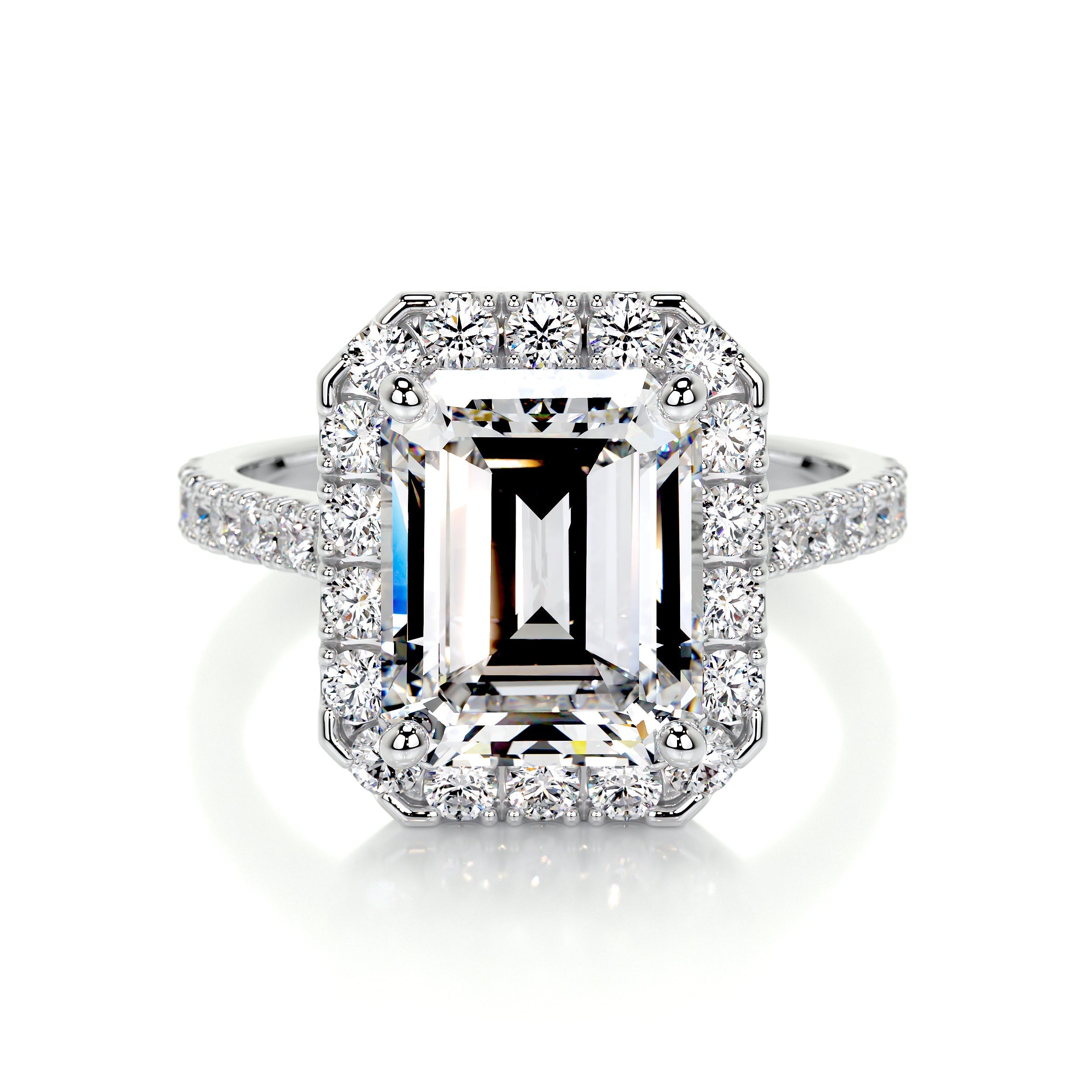 1.50 CT Emerald Halo CVD D/VS1 Diamond Engagement Ring - Barbara Maison 