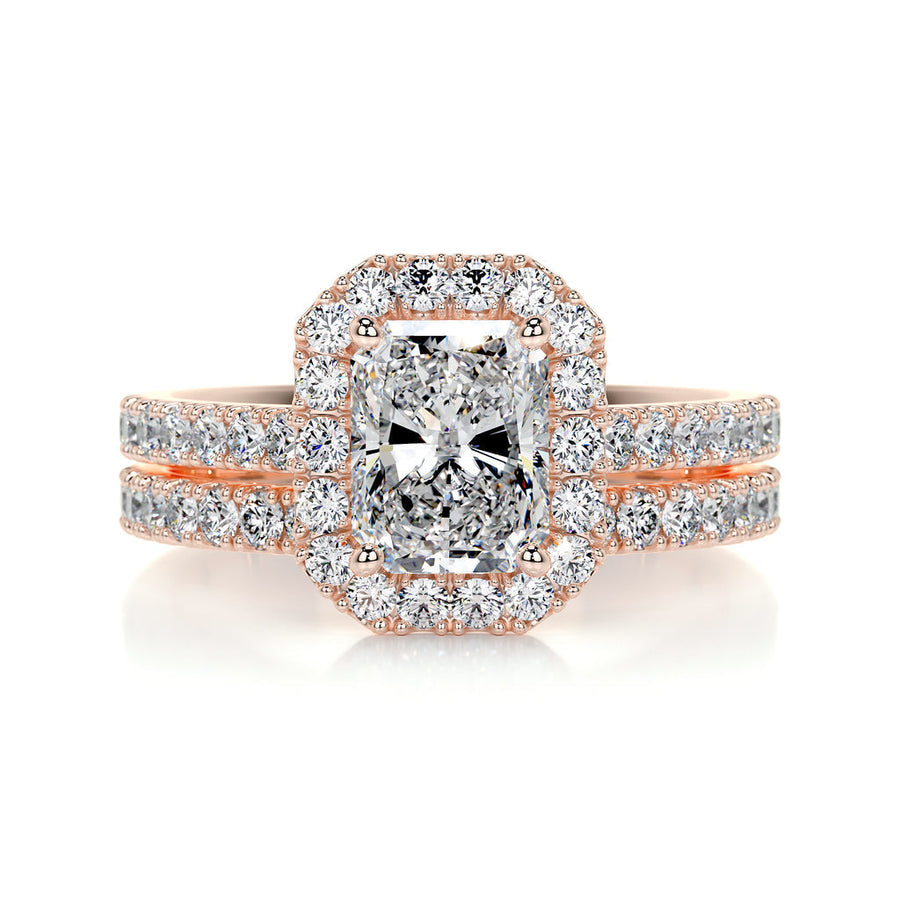 1.50 CT Radiant Halo CVD F/VS Diamond Bridal Ring Set - Barbara Maison 