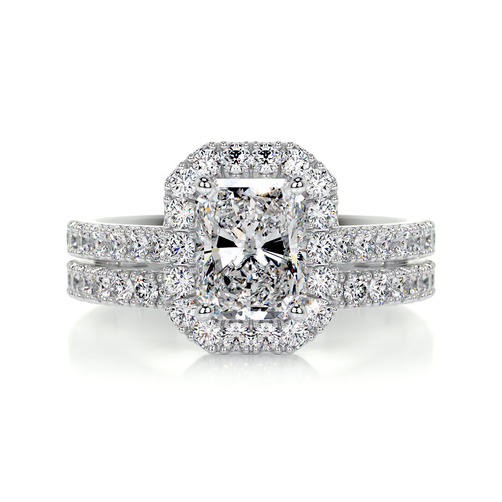 1.50 CT Radiant Halo CVD F/VS Diamond Bridal Ring Set - Barbara Maison 