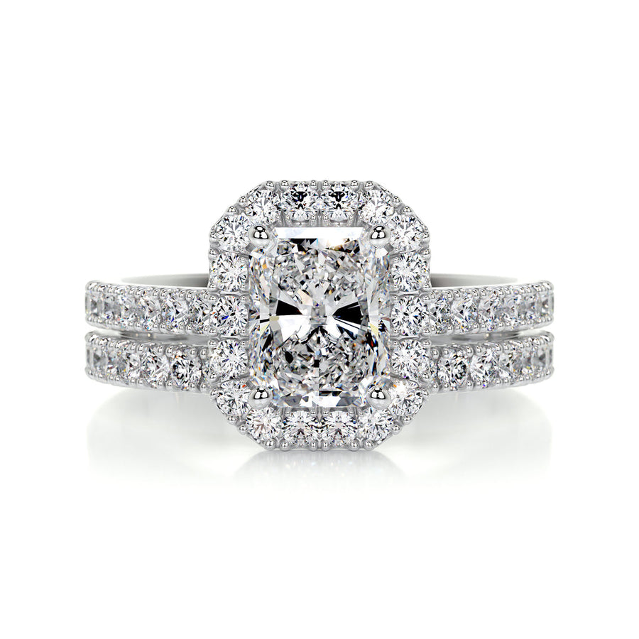 1.50 CT Radiant Halo CVD F/VS Diamond Bridal Ring Set - Barbara Maison 